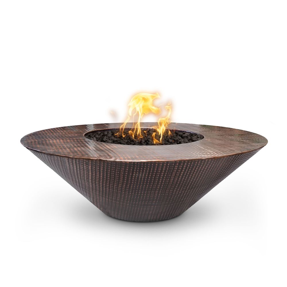 The Outdoors Plus OPT-RS48FSML-LP Cazo 48" Round Copper Fire Pit - Match Lit with Flame Sense System - Liquid Propane